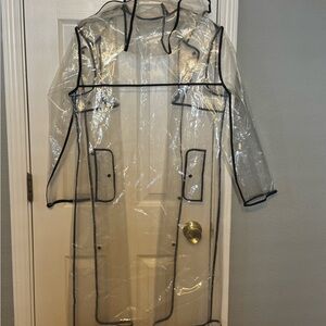 Transparent Raincoat with Black Trim
